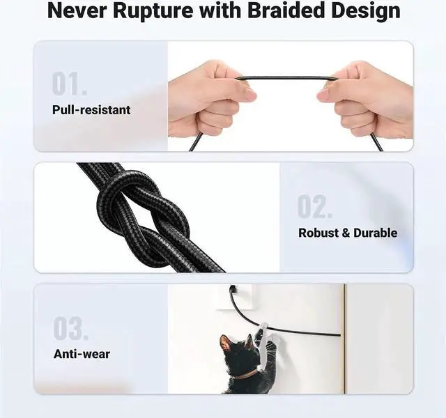 Alt view image 6 of 7 - UGREEN Cat 8 Ethernet Cable 65FT/20M, Braided Shielded LAN Network Cable 40Gbps 2000MHz, Heavy Duty RJ45 Internet Cord Compatible with Gaming PC PS5 Xbox Modem Router