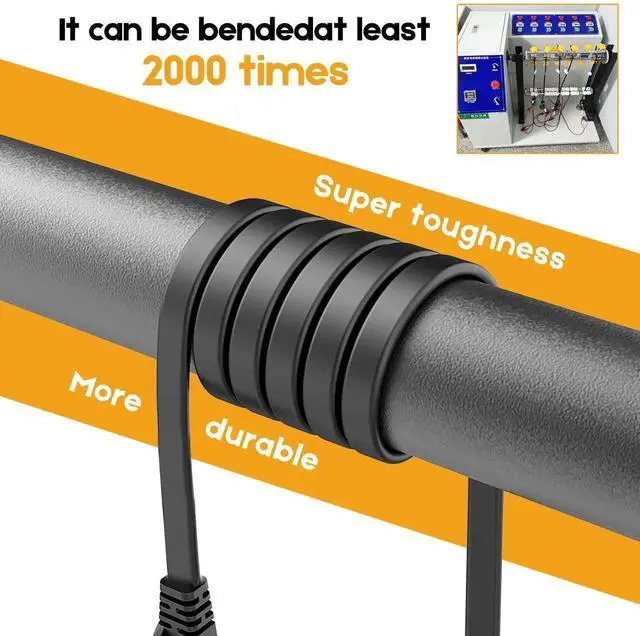 Alt view image 2 of 6 - 50ft/15M Black CAT8 Flat Shielded Ethernet Cable, 40Gbps 2000MHz S/FTP UV Weatherproof Internet Cable with Cable Clips for Router, Modem, Gaming