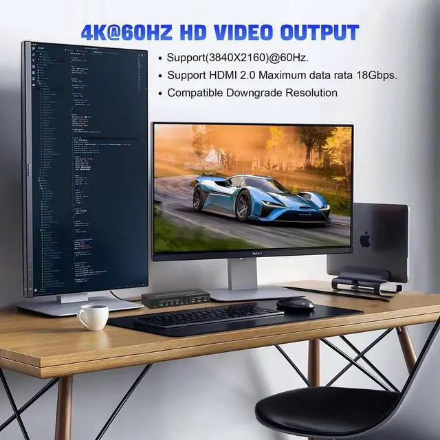 Alt view image 4 of 7 - 4 Port HDMI Dual Monitor KVM Switch 4K@60Hz, 4 Computers 2 Monitors KVM Switcher with EDID Function, Audio Microphone Jack and 3 USB 2.0 Ports, Keyboard Mouse Switcher for PC Desktop Laptop