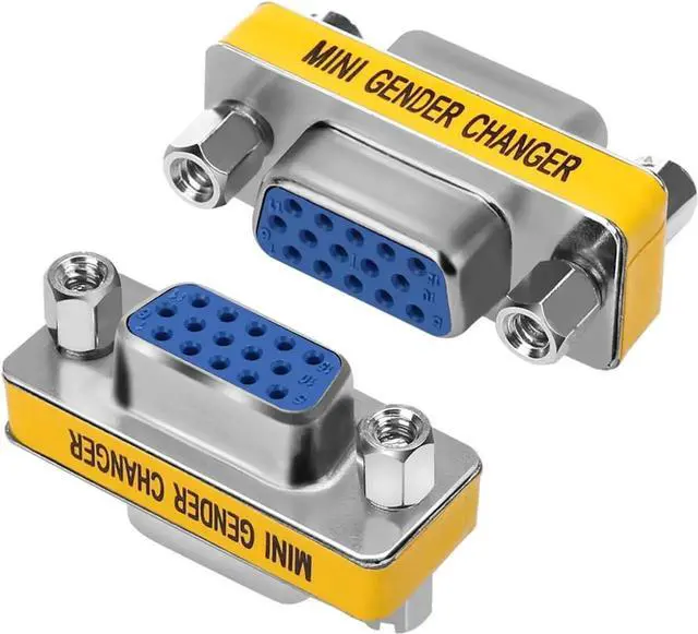 Main image of 2 Pack VGA SVGA Coupler, 15 Pin Female to Female Mini Gender Changer Adapter Connector