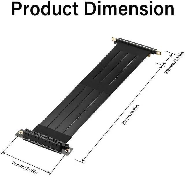 Alt view image 2 of 7 - 25CM PCIe 3.0 X8 Extension Cable, 90 Degree M/F PCI-E 8X Male to Female Riser Cable