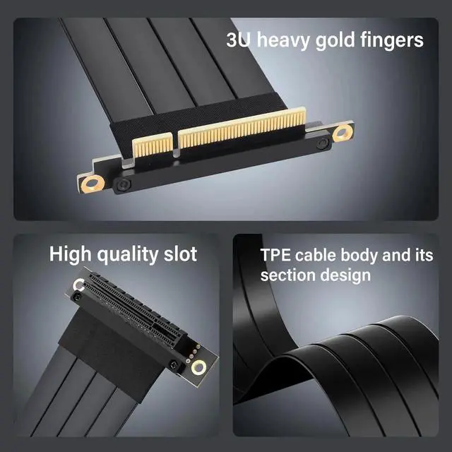 Alt view image 5 of 7 - 25CM PCIe 3.0 X8 Extension Cable, 90 Degree M/F PCI-E 8X Male to Female Riser Cable