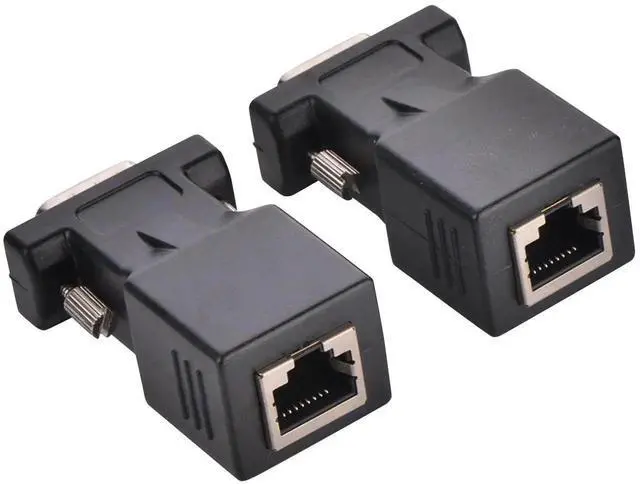 Alt view image 2 of 3 - 2 Pack VGA 15 Pin Male to RJ45 Adapter, VGA Extender Over Cat5 Cat6 Ethernet Cable, Support Up to 65ft/20m