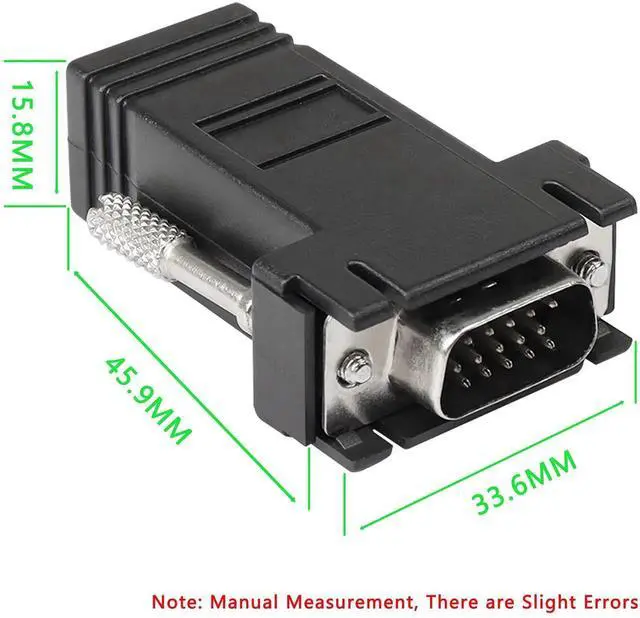 Alt view image 3 of 7 - 2-Pack VGA Over Ethernet Extender Adapter, 15-Pin VGA Male Female to RJ45 Female Signal Extender, VGA Transmission Over CAT5 CAT6 Network Cable