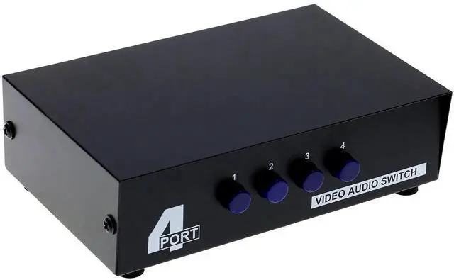 Main image of 4 Port Input 1 Output AV RCA Switch, 4 Way Audio Video RCA Selector Splitter Box
