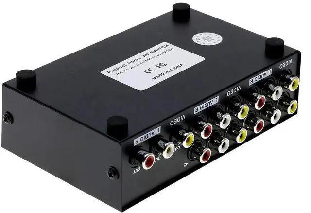 Alt view image 4 of 5 - 4 Port Input 1 Output AV RCA Switch, 4 Way Audio Video RCA Selector Splitter Box