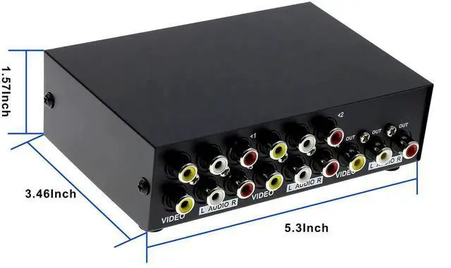 Alt view image 3 of 5 - 4 Port Input 1 Output AV RCA Switch, 4 Way Audio Video RCA Selector Splitter Box