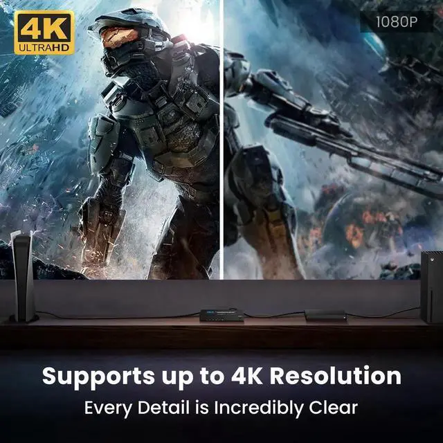 Alt view image 2 of 6 - 5 in 1 Out HDMI 2.0 Switch 4K@60Hz, 5 Port HDMI Switcher Selector with IR Remote, Support Dolby Vision Atmos HDR10, Compatible with Switch Xbox PS5 PS4 Roku Fire Stick