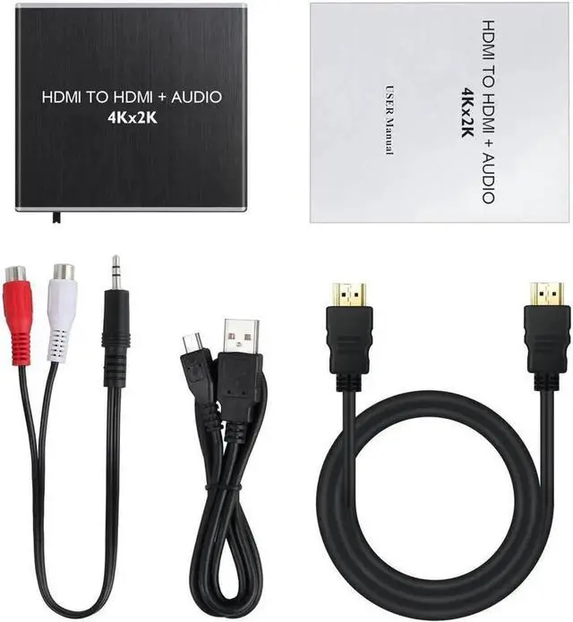 Alt view image 3 of 7 - HDMI Audio Extractor Converter, 4K 3D HDMI to Optical Toslink SPDIF + 3.5mm Stereo Audio Splitter Adapter with 1M HDMI 1.4 Cable
