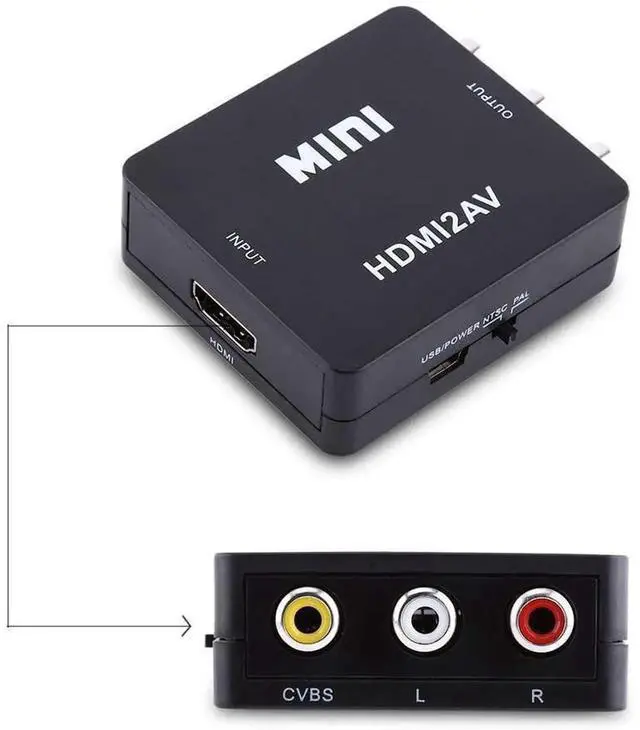 Alt view image 5 of 6 - PUSOKEI 1080P HDMI to RCA Converter, Mini HD Video Adapter HDMI to AV CVBS Composite Audio Video Converter, Support NTSC/PAL Format, Black