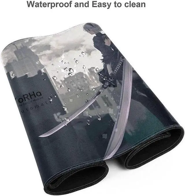 Alt view image 5 of 7 - Anime Extended Gaming Mouse Pad, 24" x 14" Large Desk Mat, Non-Slip Rubber Base Waterproof Keyboard Mousepad for Gaming Office Home