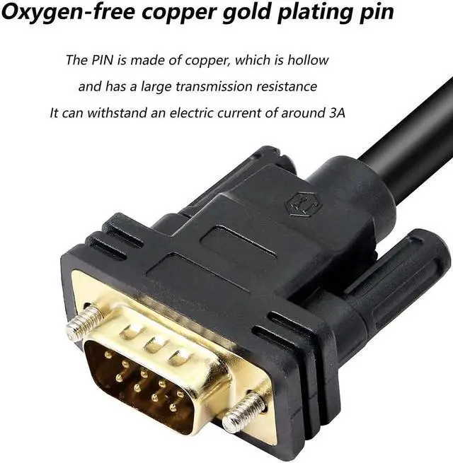 Alt view image 3 of 6 - DB9 Male RS232 Serial Port Cable, Solderless 9-Pin COM Port Breakout Adapter Cable, 1.5m / 4.92ft