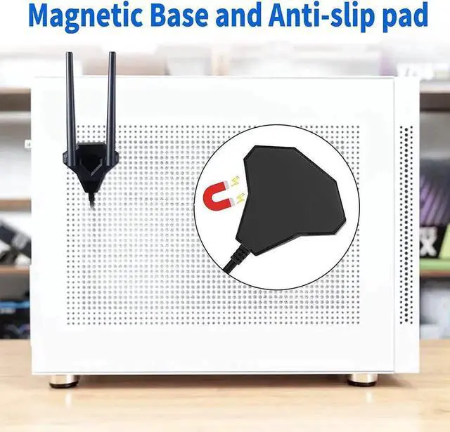 Alt view image 2 of 7 - Dual Band WiFi Antenna 2.4GHz 5GHz 5.8GHz RP-SMA Male with Magnetic Base for PCI-E WiFi Card USB WiFi Adapter Bluetooth Card Wireless Router Desktop PC