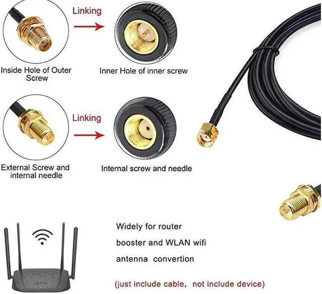 Alt view image 5 of 5 - 3M 10FT WiFi Antenna Extension Cable SMA Male to SMA Female Coaxial Connector for Router Network Card