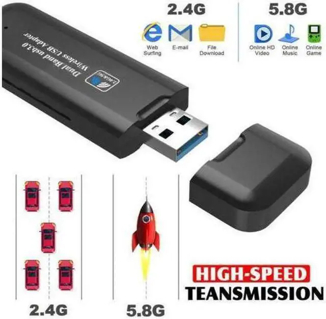 Alt view image 2 of 6 - 1PCS USB 3.0 AC1200 WiFi Adapter 1200Mbps Dual Band 802.11ac Wireless Network Receiver Adapter