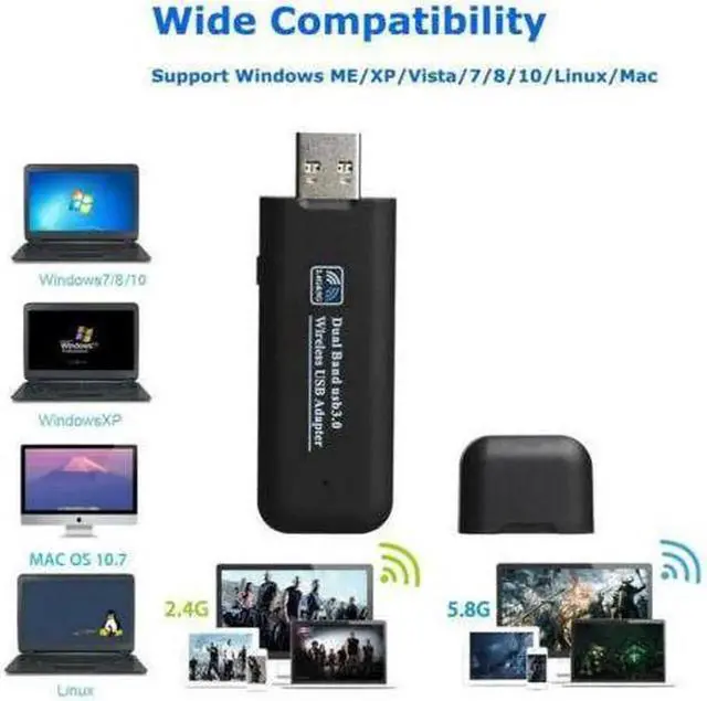 Alt view image 3 of 6 - 1PCS USB 3.0 AC1200 WiFi Adapter 1200Mbps Dual Band 802.11ac Wireless Network Receiver Adapter