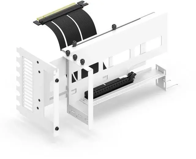 Main image of White Vertical PCIe 4.0 GPU Mount Bracket, 90 Degree Right Angle 17cm X16 Gen4 Riser Cable with 5V 3Pin ARGB LED, Graphics Card VGA Support Holder Kit