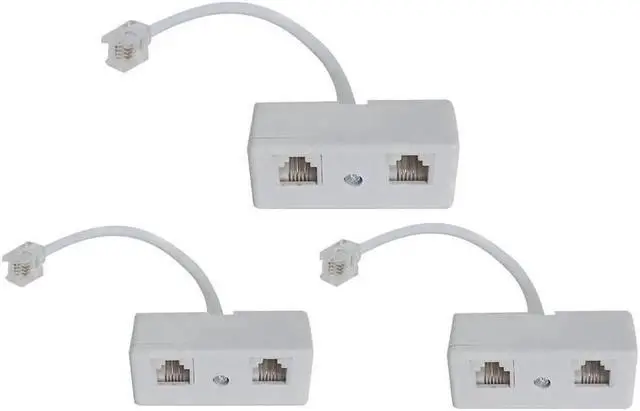 Alt view image 3 of 7 - 3PCS 2-Way RJ11 6P4C Telephone Splitter Adapter, Male to Dual Female Phone Plug Socket Converter for Landline Telephone