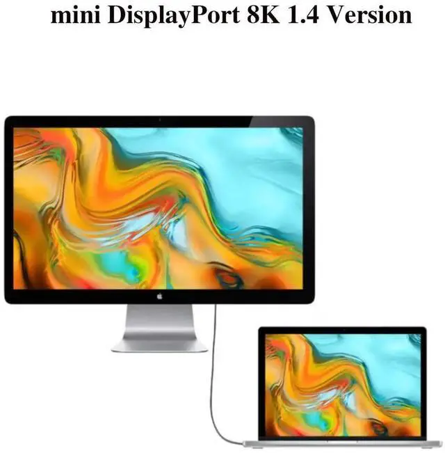 Alt view image 2 of 7 - 1FT 90 Degree Left Down Angle Mini DisplayPort Cable, 8K Mini DP 1.4 Male to Male Extension Cord, Left Angled Video Cable for Mini DP PC Laptop Monitor