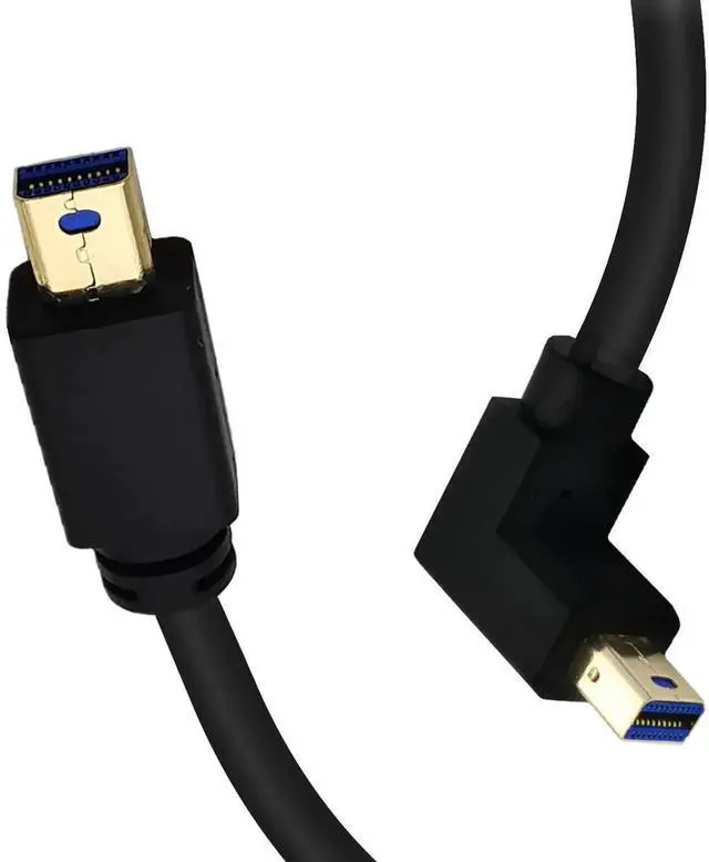 Alt view image 3 of 7 - 1FT 90 Degree Left Down Angle Mini DisplayPort Cable, 8K Mini DP 1.4 Male to Male Extension Cord, Left Angled Video Cable for Mini DP PC Laptop Monitor