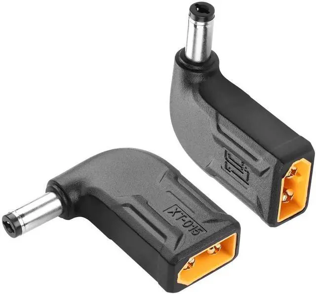 Main image of 2 Pack 90 Degree XT60 Male to DC5521 Male Adapter, 5.5mm x 2.1mm Right Angle Wireless Power Connector for TS100 Soldering Iron, FPV Monitor, Drone XT-015