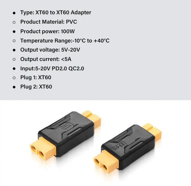 Alt view image 4 of 6 - 2 Pack XT60 Female to Female Connector Adapter, XT60 Wireless Coupler for RC FPV Drone Airplane Toy Car Lipo Battery Charger