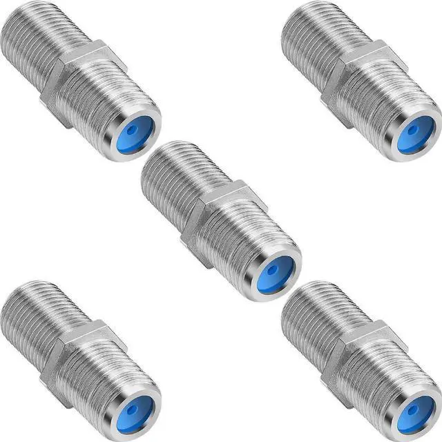 Main image of 5 Pack F81 F-Type Coaxial Cable Connector, 3GHz RG6 Extension Adapter Silver for CATV Satellite Cable TV