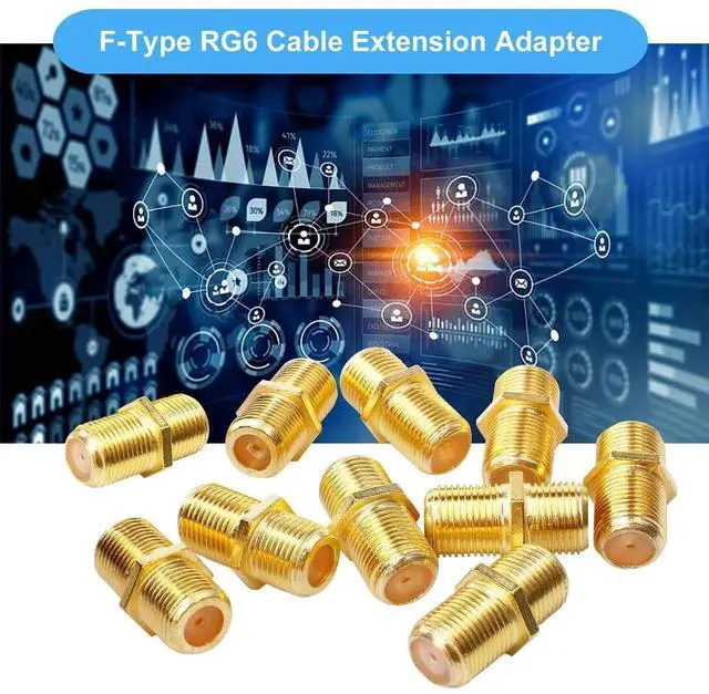 Alt view image 4 of 5 - 5 Pack F-Type Coaxial Cable Connector, RG6 F81 Straight Extension Adapter for CATV Satellite Cable TV
