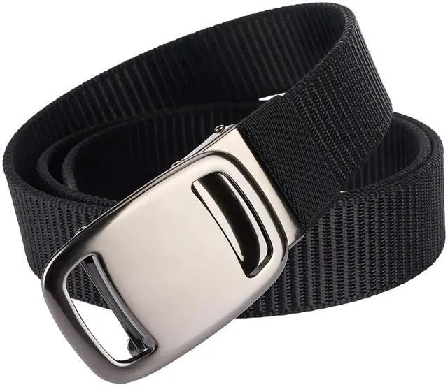 Main image of Men's Black Nylon Armed Belt, 47.2 Inch 120cm Adjustable Tactical Belt with Metal Buckle, High Strength Breathable Fabric for Sports Casual Daily Wear