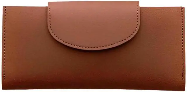 Main image of Light Brown PU Leather Women's Bifold Wallet, Multiple Card Slots Cash Document Holder, 7.1 x 3.3 x 0.6 Inch