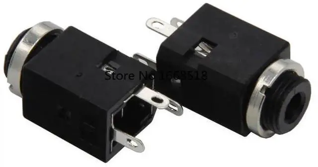 Main image of 10Pcs PJ-341 3.5mm Audio Socket Connector, Vertical 3Pin with Nut DC30V 0.5A PJ341 Jack Port