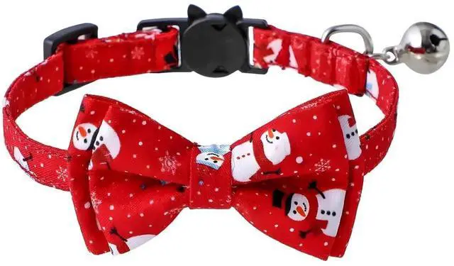 Main image of Adjustable Christmas Pet Collar with Bell Festive Dog Cat Bow Tie Collar