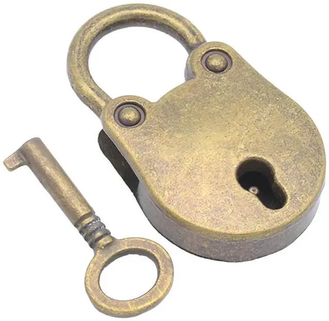 Main image of Antique Small Padlock with Skeleton Key, Vintage Zinc Alloy Rustproof Lock for Jewelry Box Diary Journal 1.5 x 0.9 x 0.7 Inch