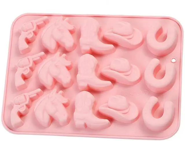 Main image of 15 Cavity Cowboy Chocolate Silicone Mold, Western Themed Flexible Baking Mold for Candy Fudge DIY Making 8.7 x 6.1 Inch