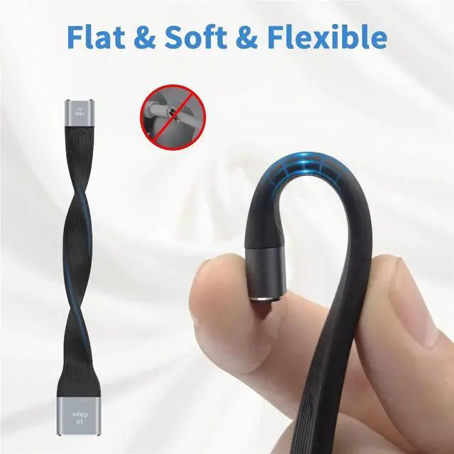 Alt view image 5 of 7 - 13cm USB C Female to USB A Female Adapter Cable, USB 3.1 Gen2 10Gbps Soft Flat Type-C to Type-A Extender Cord Compatible with iPhone, MacBook, Power Bank, Samsung Galaxy