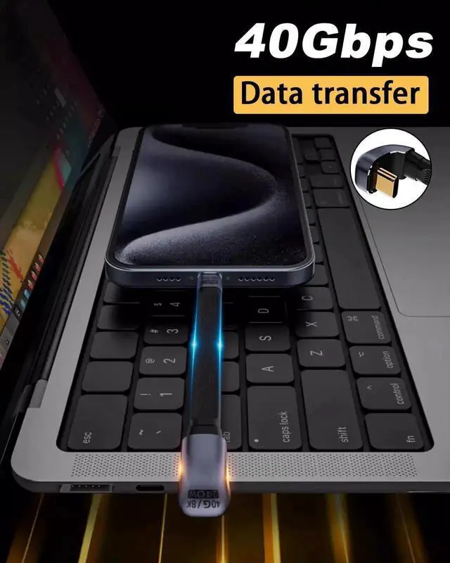Alt view image 4 of 7 - 5 Inch U Shape 180 Degree Short USB C Cable, PD 3.1 240W 40Gbps 8K@60Hz Flat Type C Charging Data Cord Compatible with iPhone 15, External SSD, Docking Station, Thunderbolt 4