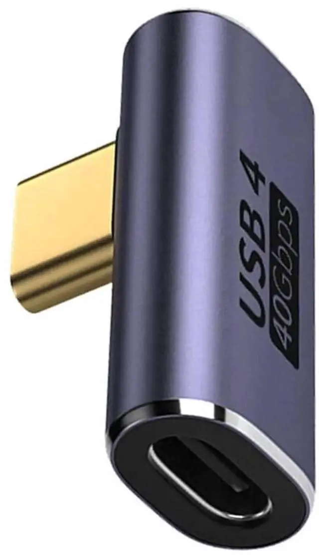 Main image of USB4 Type C Male to Female Low Profile Right Angled Adapter, 40Gbps Data Transfer, 100W Fast Charging, 8K HD Video Output, Compact Right Angle Connector for Laptop Smartphone