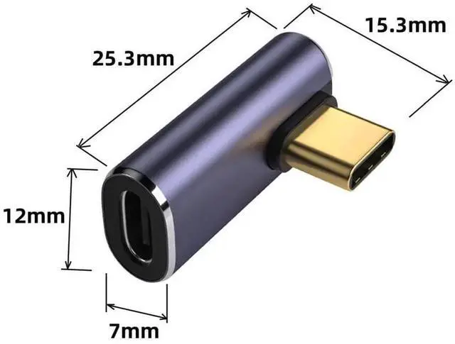 Alt view image 2 of 7 - USB4 Type C Male to Female Low Profile Right Angled Adapter, 40Gbps Data Transfer, 100W Fast Charging, 8K HD Video Output, Compact Right Angle Connector for Laptop Smartphone