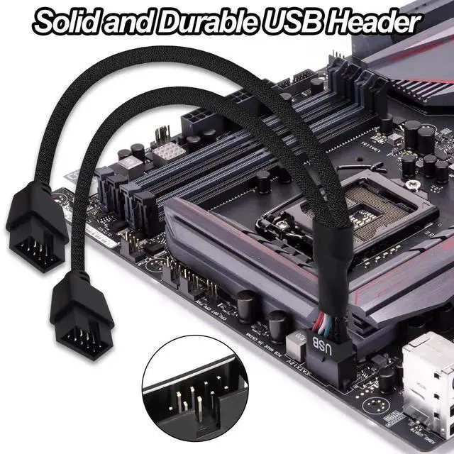 Alt view image 7 of 7 - 15cm Motherboard USB Header Splitter Y Cable, USB 2.0 9Pin Female to Dual 9Pin Male 1 to 2 Converter Extension Cord Adapter for PC Motherboard, 2 Pack