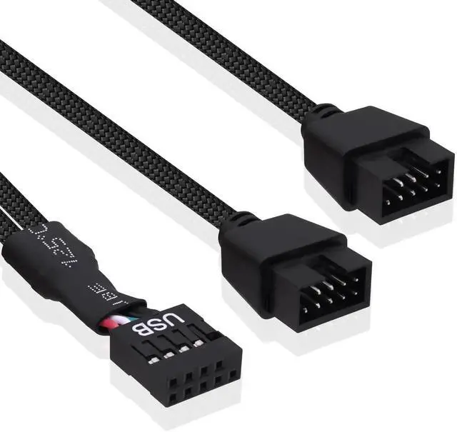 Alt view image 2 of 7 - 15cm Motherboard USB Header Splitter Y Cable, USB 2.0 9Pin Female to Dual 9Pin Male 1 to 2 Converter Extension Cord Adapter for PC Motherboard, 2 Pack