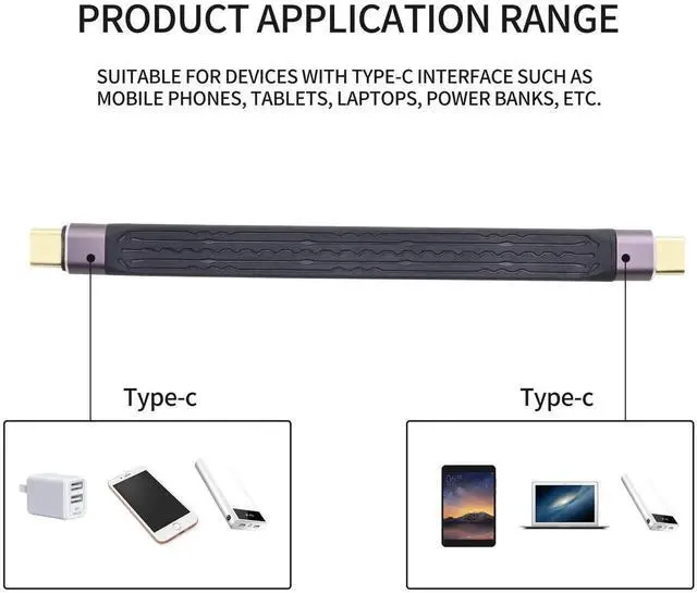 Alt view image 4 of 7 - 5.11 Inch Short USB C 4.0 Cable, 40Gbps Type C Male to Male Data Transfer Cord, 100W PD Fast Charging Compatible with All USB-C Devices
