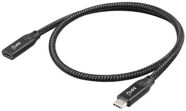 Alt view image 4 of 7 - 0.3m USB 3.1 Type-C Male to Female Extension Cable, Sleeved USB-C Data Charging Extender Cord for Laptop, Smartphone