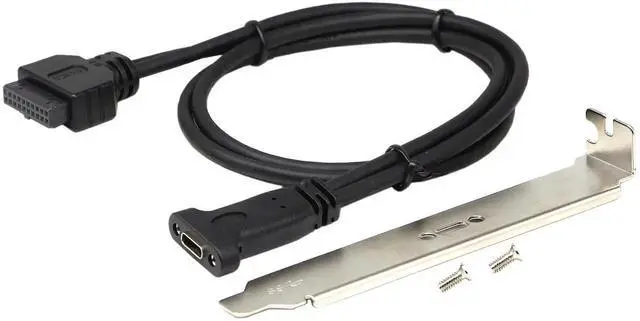 Main image of 50cm USB 3.0 19 Pin to USB-C Front Panel Header Cable, 19Pin Female to Type-C Female Panel Mount Extension Cord for PC Chassis
