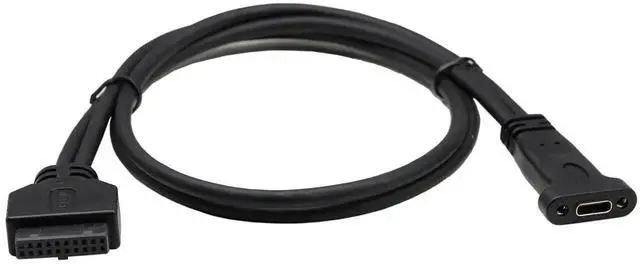 Alt view image 5 of 7 - 50cm USB 3.0 19 Pin to USB-C Front Panel Header Cable, 19Pin Female to Type-C Female Panel Mount Extension Cord for PC Chassis