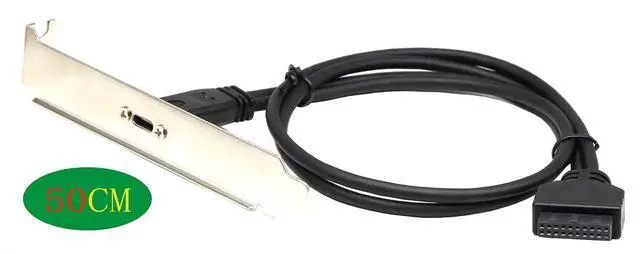 Alt view image 7 of 7 - 50cm USB 3.0 19 Pin to USB-C Front Panel Header Cable, 19Pin Female to Type-C Female Panel Mount Extension Cord for PC Chassis