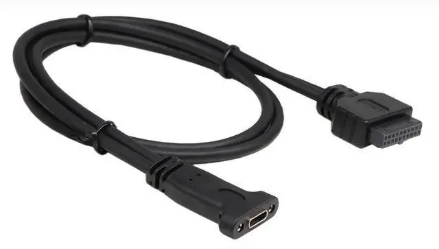 Alt view image 4 of 7 - 50cm USB 3.0 19 Pin to USB-C Front Panel Header Cable, 19Pin Female to Type-C Female Panel Mount Extension Cord for PC Chassis