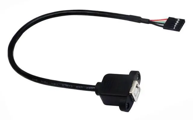 Main image of 30cm/12inch Panel Mount USB 2.0 B Cable, USB B Female to 5 Pin Female Dupont Motherboard USB Header Extension Cable
