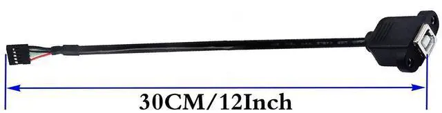 Alt view image 4 of 7 - 30cm/12inch Panel Mount USB 2.0 B Cable, USB B Female to 5 Pin Female Dupont Motherboard USB Header Extension Cable