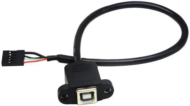 Alt view image 2 of 7 - 30cm/12inch Panel Mount USB 2.0 B Cable, USB B Female to 5 Pin Female Dupont Motherboard USB Header Extension Cable