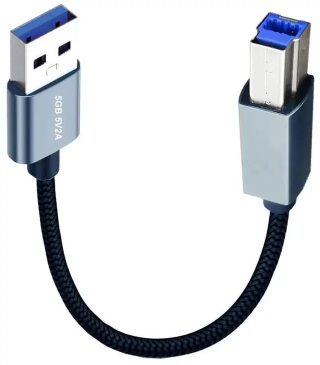 Main image of 0.98ft USB 3.0 Type-A to Standard B Male Cable, Silver 5Gbps SuperSpeed Data Transfer Cord Compatible with External Disk, SSD, Printer and Camera